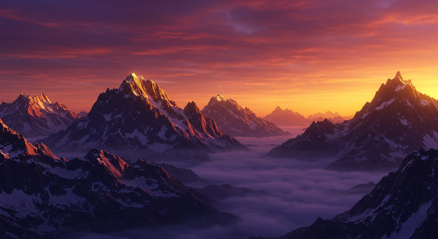 Mountain landscape at sunset